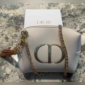DIOR Cosmetic Bag with Gold Logo and Small Gift Box NWOT